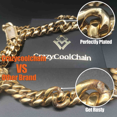 14mm 18K Gold 5-Time Plated Premium Durable Cuban Chain(Push Button)