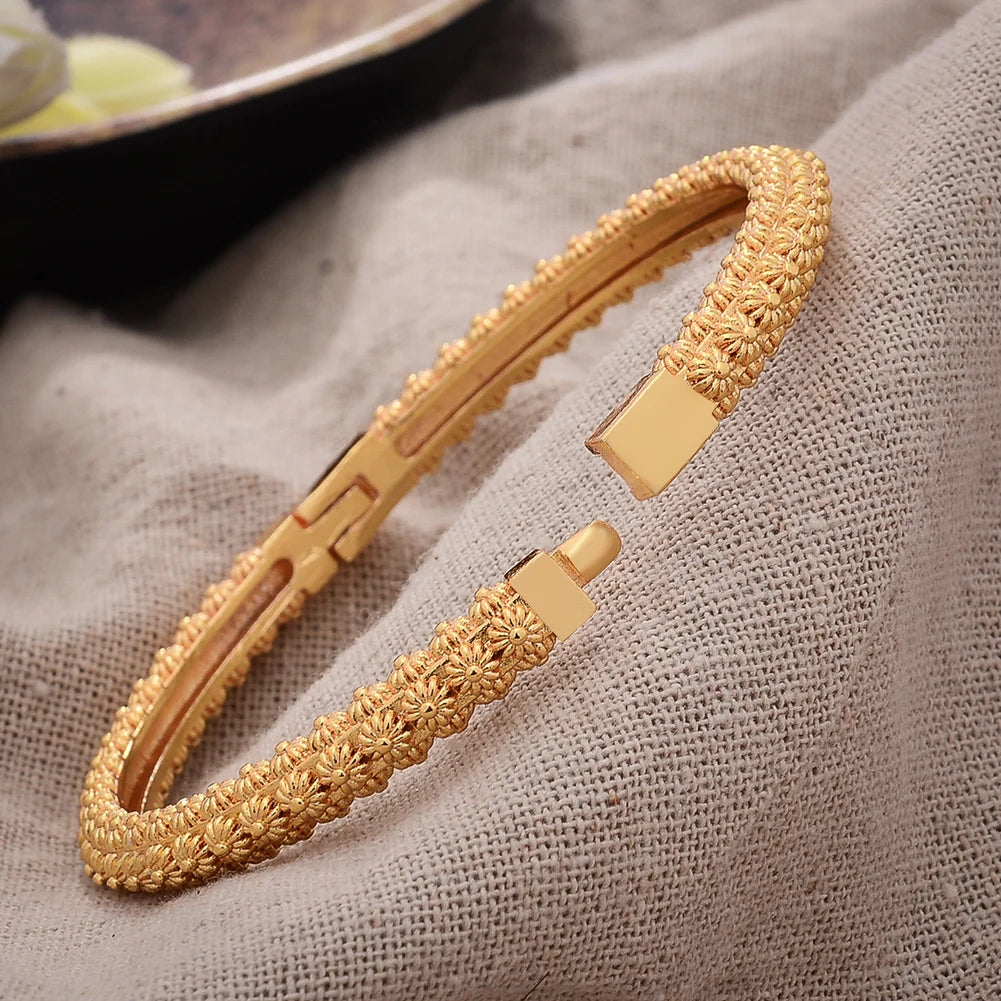 Moroccan Gold Color Bangles  For Women Men Arabic Ethnic Wedding Little Bit Bracelet Jewelry Dubai Bangles Family Gift