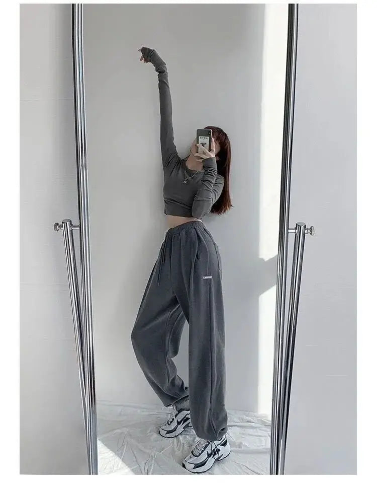 Women Pants Streetwear Fall 2023 Tall Waist Letters Sweatpants Female Leisure Beam Feet Pants For Women Dropshipping WBXQJ27