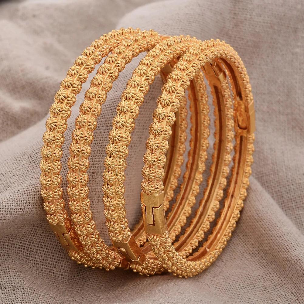 Moroccan Gold Color Bangles  For Women Men Arabic Ethnic Wedding Little Bit Bracelet Jewelry Dubai Bangles Family Gift