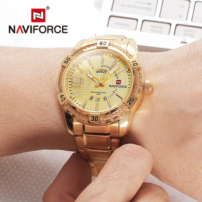 NAVIFORCE Luxury Brand Men's WristWatch Original Fashion Quartz Classic Watches For Men Waterproof Business Steel Band Clock Man