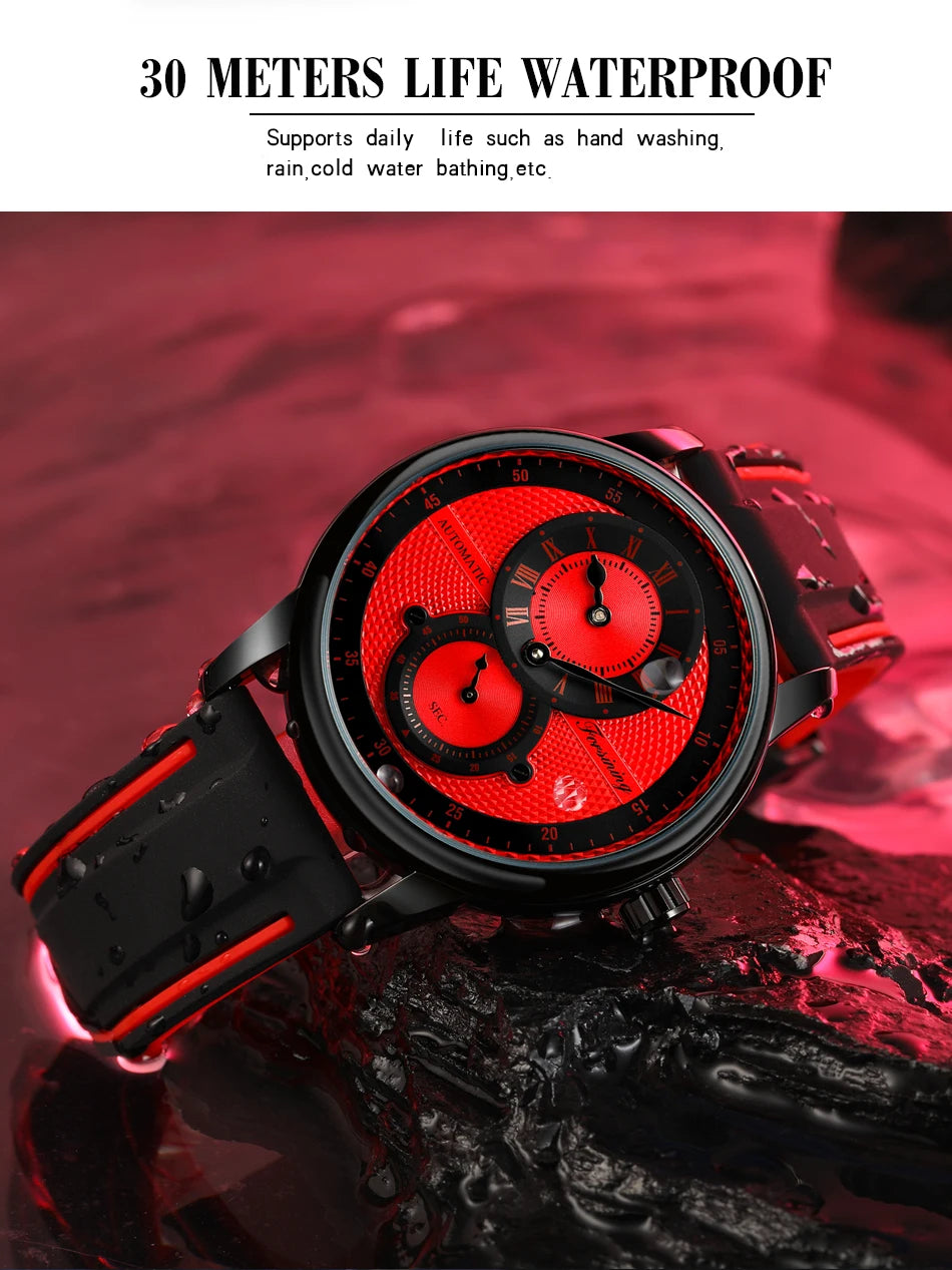 FORSINING men's and women's watches simple wind double ring mechanical skin band watch a variety of color mechanical watch