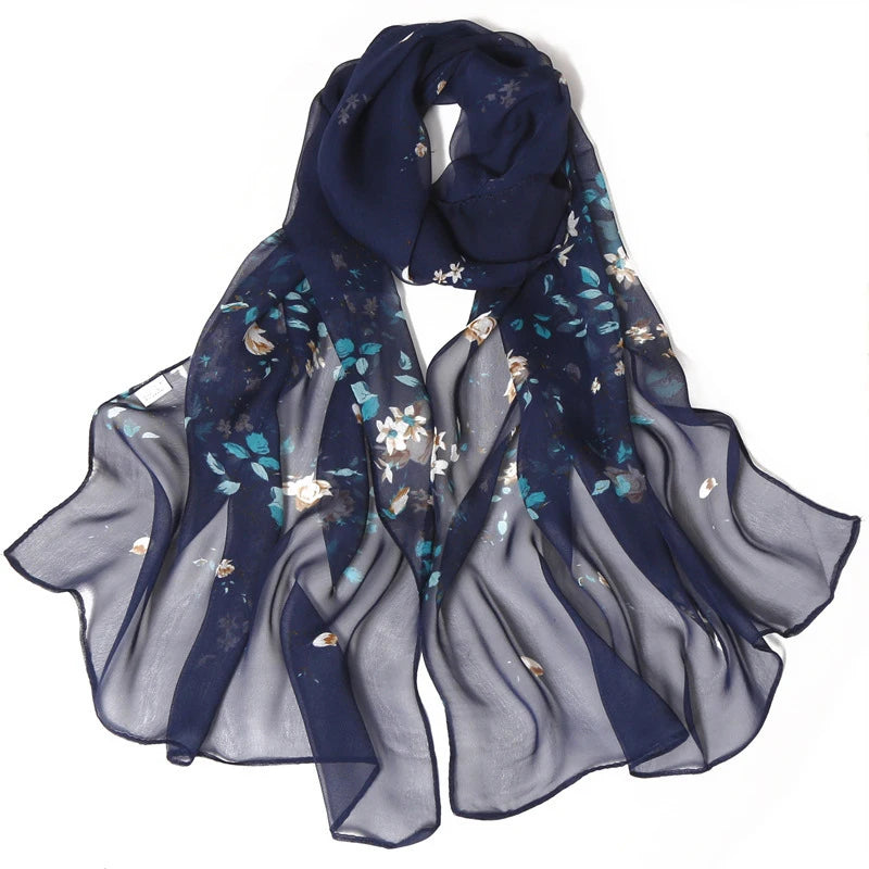 Fashion Spring/Summer Women Floral Printing Beach Silk Scarf Shawls Female All-match Long Soft Wraps Scarf Beach Sunscreen Hijab