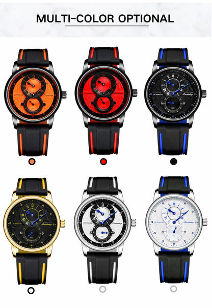 FORSINING men's and women's watches simple wind double ring mechanical skin band watch a variety of color mechanical watch