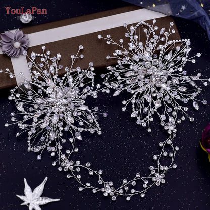 TOPQUEEN Bridal Crowns and Tiaras Woman Headgear Rhinestone Hairbands Wedding Accessories Bride Headband Headdresses HP304