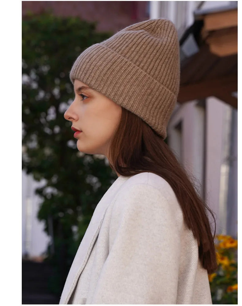 Naizaiga 100 cashmere Cashmere knitted hat without eaves for lovers boy girl  hat, SN751