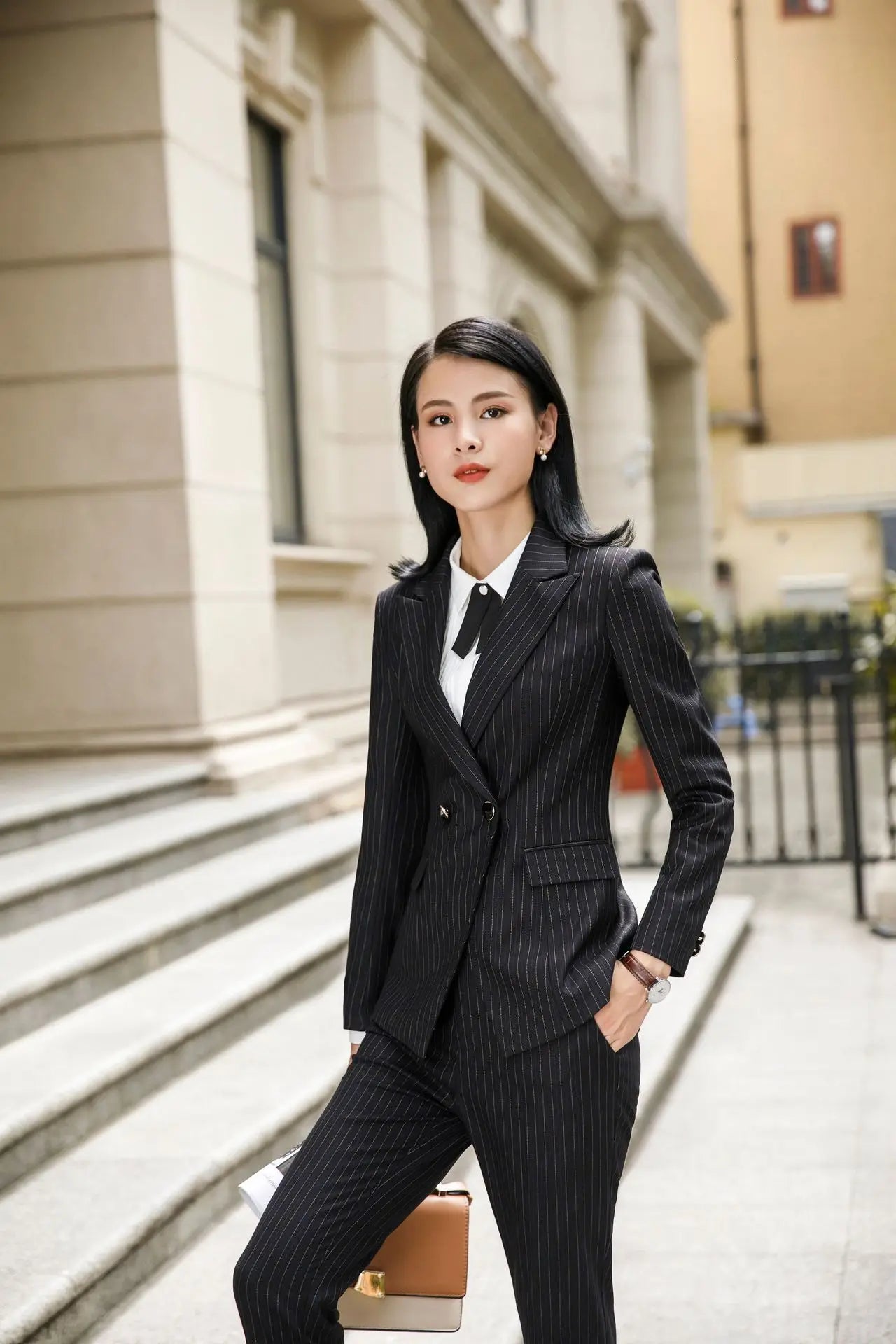 2022 Fashion Women Suits Office Lady Business Work Uniforms Formal Pant Suits Female 3 Piece Set Striped Pants Blazer and Vest