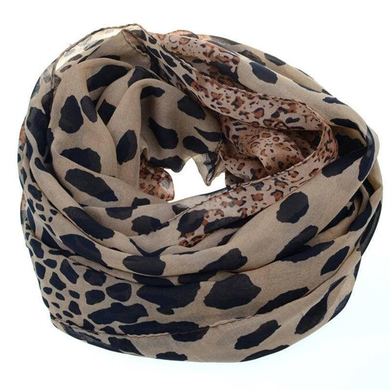 New Noble Fashion Women Long Soft Wrap Lady Shawl Silk Chiffon Scarves Leopard Print Shawl All-match Lady Soft Scarf