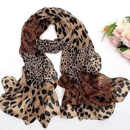 New Noble Fashion Women Long Soft Wrap Lady Shawl Silk Chiffon Scarves Leopard Print Shawl All-match Lady Soft Scarf