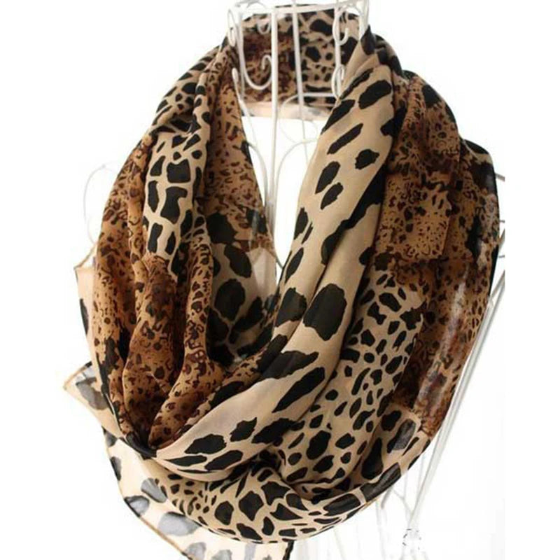 New Noble Fashion Women Long Soft Wrap Lady Shawl Silk Chiffon Scarves Leopard Print Shawl All-match Lady Soft Scarf