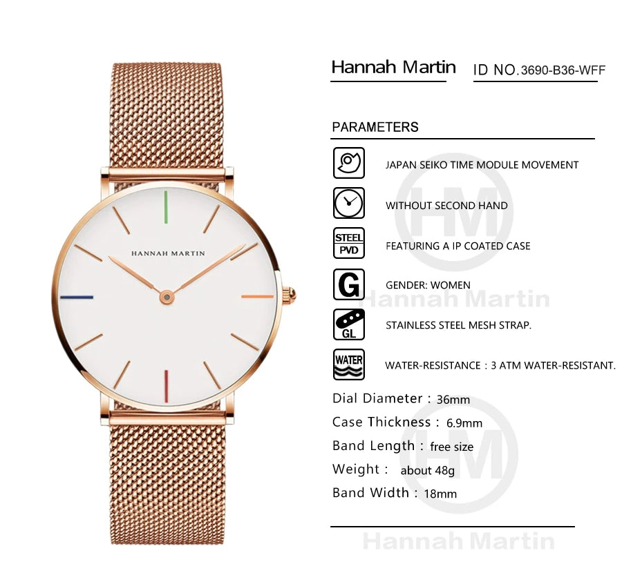 2023 NEW BLUE Simple Design Japan Quartz Movement Waterproof Ladies Wristwatch Stainless Steel Band Classic Watches for Women