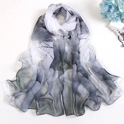 Fashion Spring/Summer Women Floral Printing Beach Silk Scarf Shawls Female All-match Long Soft Wraps Scarf Beach Sunscreen Hijab