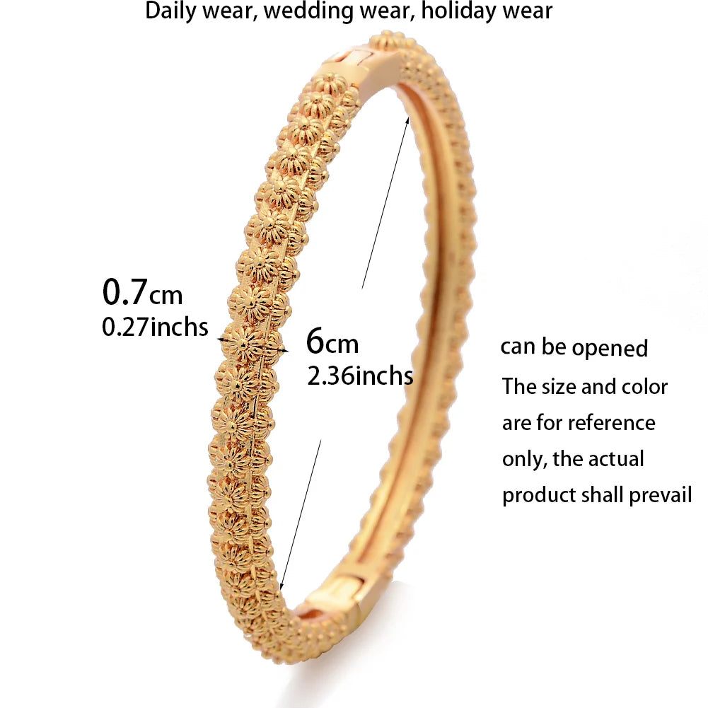 Moroccan Gold Color Bangles  For Women Men Arabic Ethnic Wedding Little Bit Bracelet Jewelry Dubai Bangles Family Gift