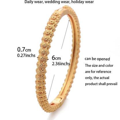 Moroccan Gold Color Bangles  For Women Men Arabic Ethnic Wedding Little Bit Bracelet Jewelry Dubai Bangles Family Gift