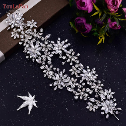 TOPQUEEN Bridal Crowns and Tiaras Woman Headgear Rhinestone Hairbands Wedding Accessories Bride Headband Headdresses HP304