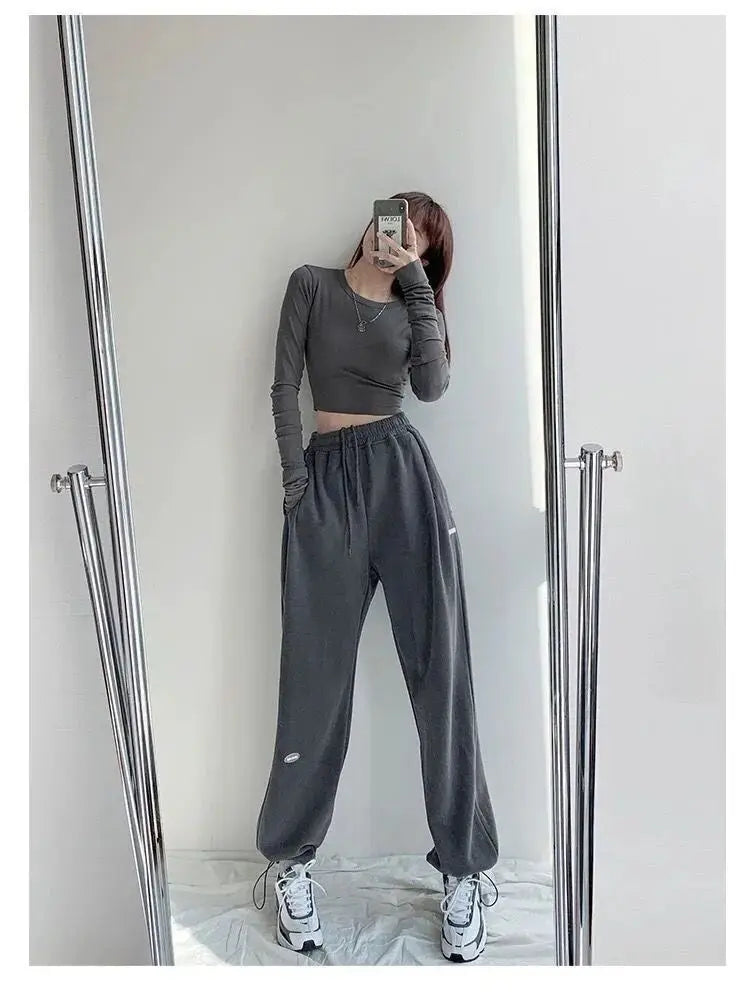 Women Pants Streetwear Fall 2023 Tall Waist Letters Sweatpants Female Leisure Beam Feet Pants For Women Dropshipping WBXQJ27