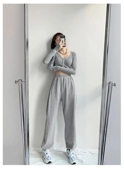 Women Pants Streetwear Fall 2023 Tall Waist Letters Sweatpants Female Leisure Beam Feet Pants For Women Dropshipping WBXQJ27