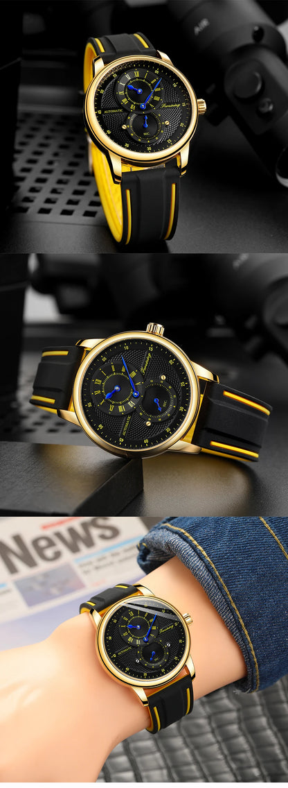 FORSINING men's and women's watches simple wind double ring mechanical skin band watch a variety of color mechanical watch