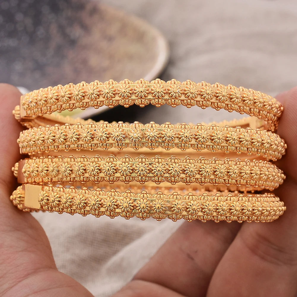 Moroccan Gold Color Bangles  For Women Men Arabic Ethnic Wedding Little Bit Bracelet Jewelry Dubai Bangles Family Gift