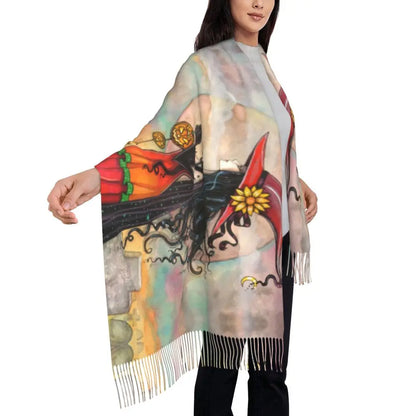 Printed The Major Arcana Of Tarot Vintage Patchwork Scarf Men Women Winter Fall Warm Scarves Occult Witch Spiritual Shawl Wrap