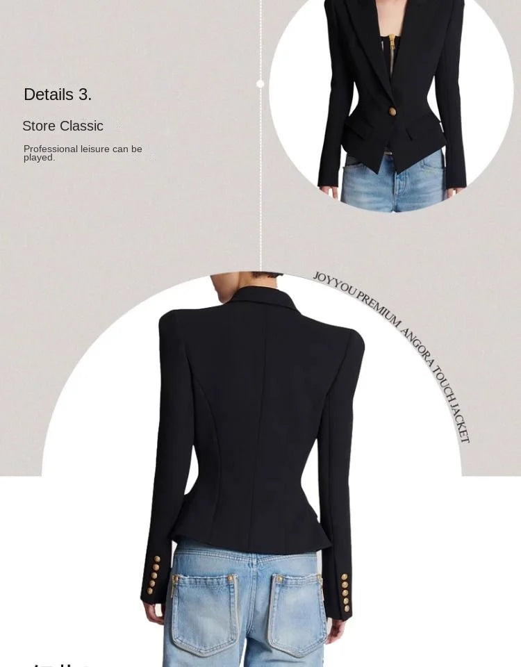 Women Elegant Blazer Solid All-match Long Sleeve Fashion Design Basic Casual Simple Single-breasted Office Lady Coat