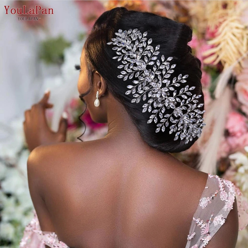 TOPQUEEN Bridal Crowns and Tiaras Woman Headgear Rhinestone Hairbands Wedding Accessories Bride Headband Headdresses HP304