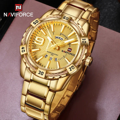 NAVIFORCE NF9117 Luxury Brand Men's WristWatch Original Fashion Quartz Classic Watches  Men Waterproof Business Steel Band