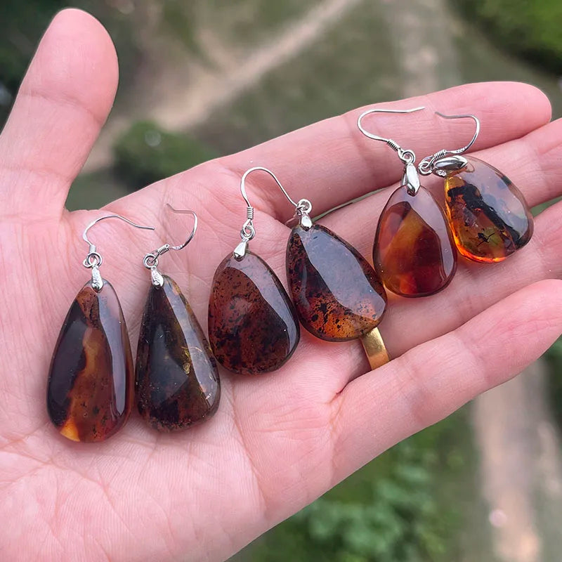 Real Amber Earrings for Women 925 Sterling Silver Gorgeous Dangling Stud Earrings Baltic 2025 New Unique Amber Jewelry Factory