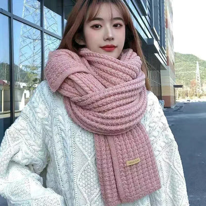 【Buy 1 Get 2】Couple Scarf Thickened Thermal Wool Knitting INS Korean Knit Thick Scarves Women Men Unisex Solid All-Match Scarves