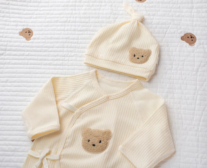 Custom Clothing For Boys And Girls Soft Long Sleeved Jumpsuits With Custom Names Embroidered Teddy Bear Newborn Bottomed Pajamas