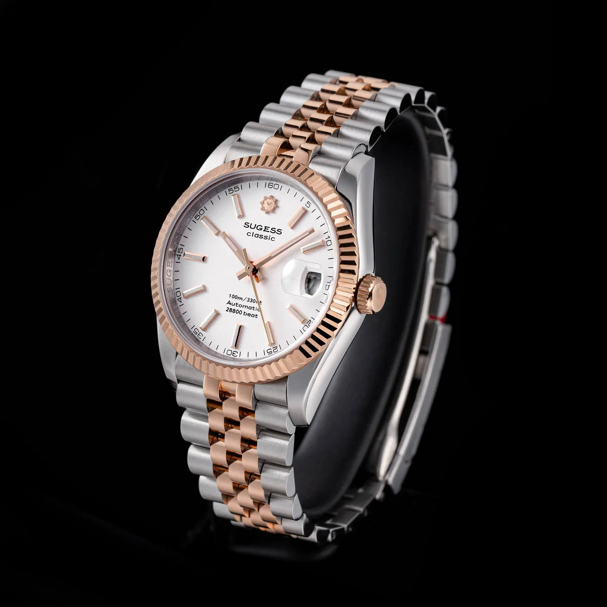 Sugess 36mm Man Watch Automatic ST2130 Movement Retro Mechanical Wristwatches Sapphire Crystal RoseGold Case President Bracelet