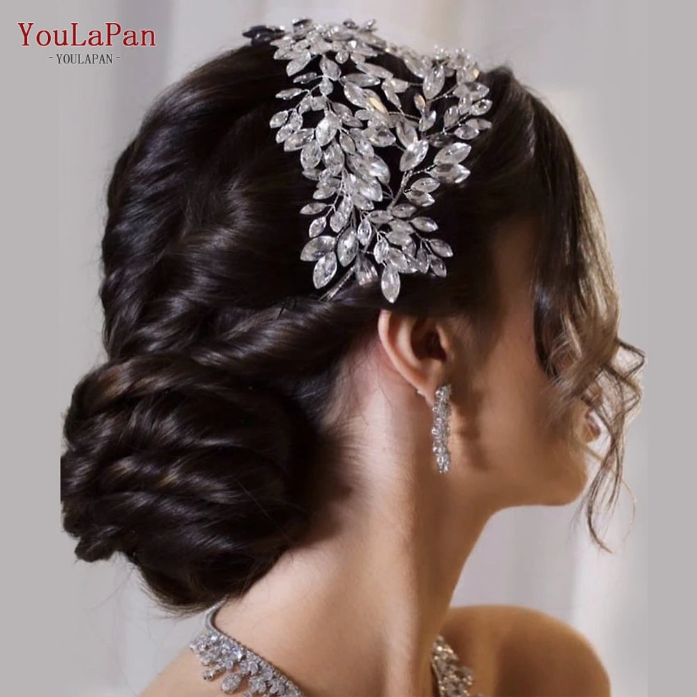 TOPQUEEN Bridal Crowns and Tiaras Woman Headgear Rhinestone Hairbands Wedding Accessories Bride Headband Headdresses HP304