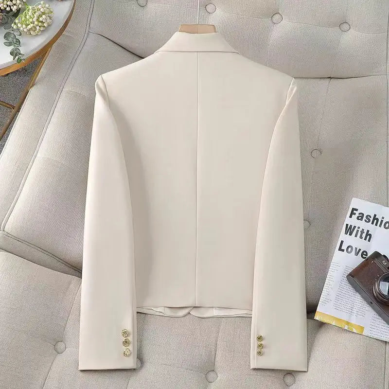 Women's Jacket Chic Elegant All Match Casual Office Work Solid Chic Single Button Business Design Fashion Jacket Top