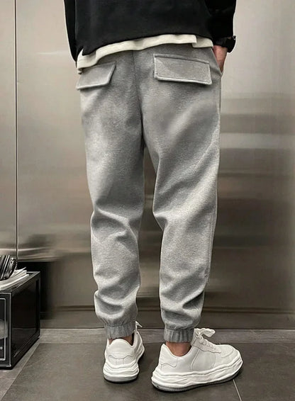 2024 Spring Autumn Men Casual Pants Solid Color Male Loose Drawstring Sweatpants Elastic Waist Gym Training Jogging Trousers