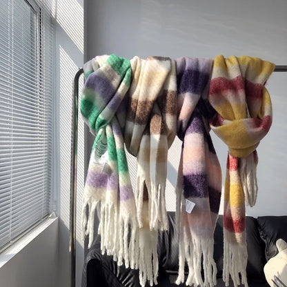 2023 Winter Plaid Cashmere Scarf Fall Shawl Korean Style Gradient Scarves Blanket Scarf without Tag