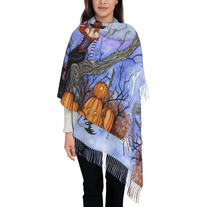 Printed The Major Arcana Of Tarot Vintage Patchwork Scarf Men Women Winter Fall Warm Scarves Occult Witch Spiritual Shawl Wrap