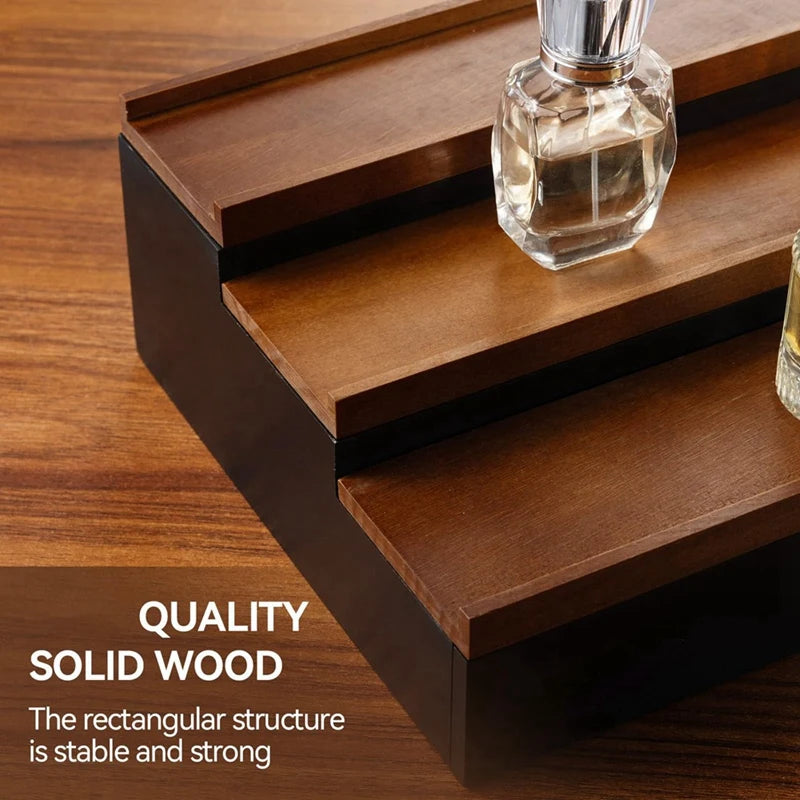 Wooden Cologne Display Stand Organizer For Men, 3 Tier Cologne Display With Drawer Storage, Perfume Display Rack