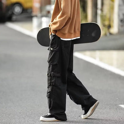 Street Popular Multi-pocket Overalls Men's Harajuku Style Loose Casual Pants High Street Retro Women’s Slacks Hip Hop Trousers