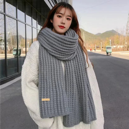 【Buy 1 Get 2】Couple Scarf Thickened Thermal Wool Knitting INS Korean Knit Thick Scarves Women Men Unisex Solid All-Match Scarves