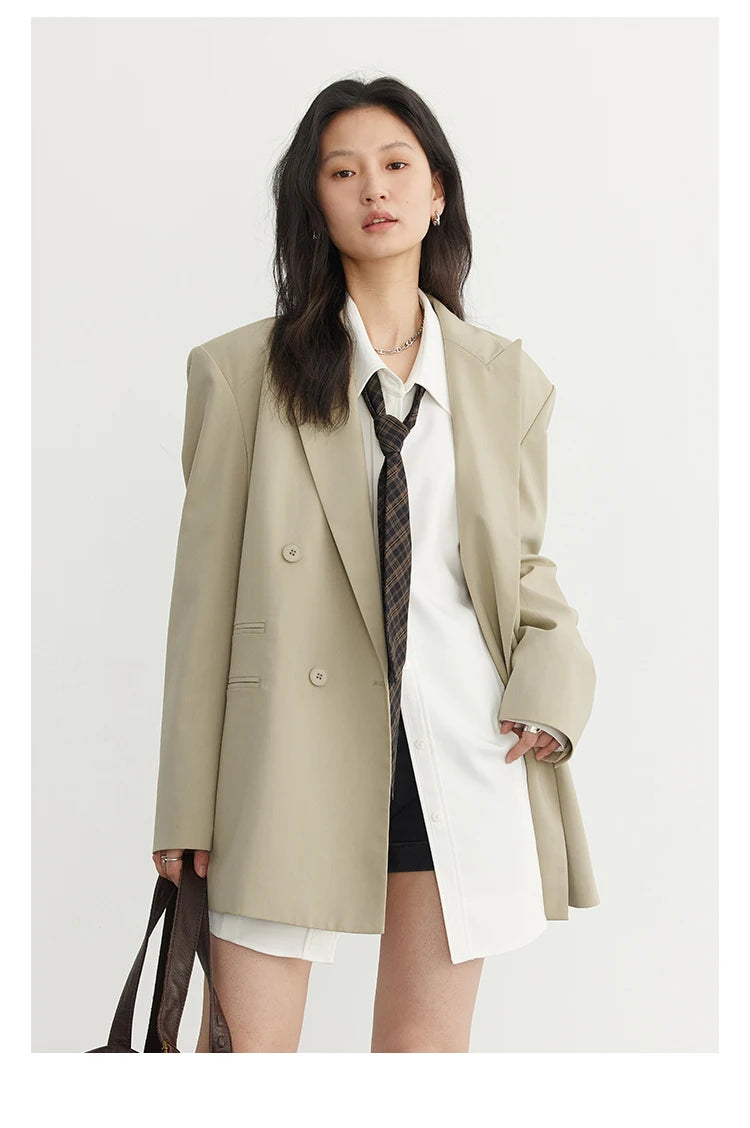 CHIC VEN Fashion Women's Blazer Double-breasted Jacket Coat Official Lady Tops Woman Cloth Female Outerwear Spring Autumn 2023