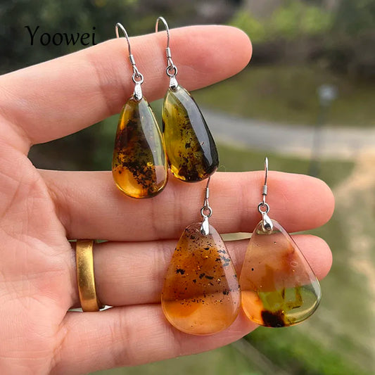 Real Amber Earrings for Women 925 Sterling Silver Gorgeous Dangling Stud Earrings Baltic 2025 New Unique Amber Jewelry Factory