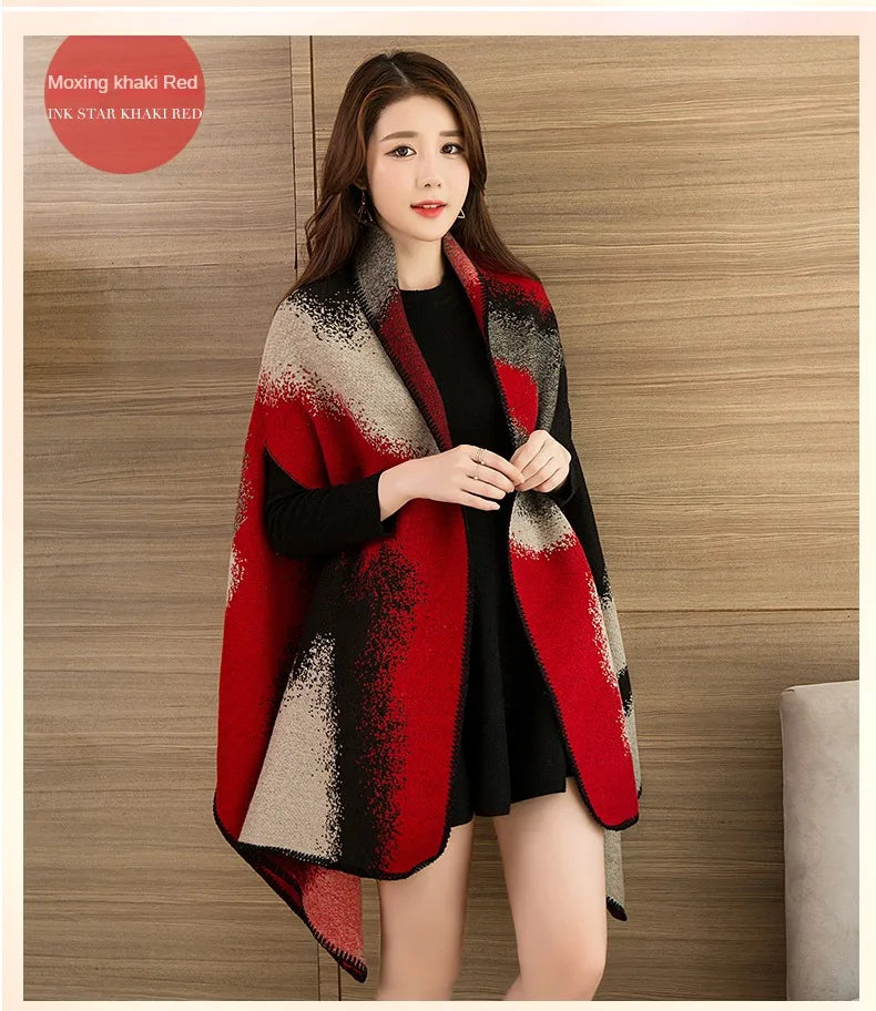 Luxury Shawl Women's Outer Wear Thickened Cashmere High-end Autumn and Winter Scarf Dual-use 2023 New Cloak Cloak Coat