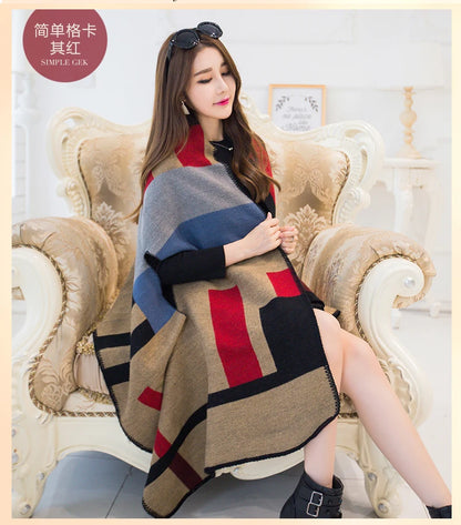 Luxury Shawl Women's Outer Wear Thickened Cashmere High-end Autumn and Winter Scarf Dual-use 2023 New Cloak Cloak Coat