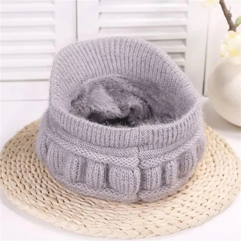 Women Knitted Hat Winter Warm Comfortable Soft Ladies Wool Caps Clothing Accessories Practical Convenient Femme Scarf Set