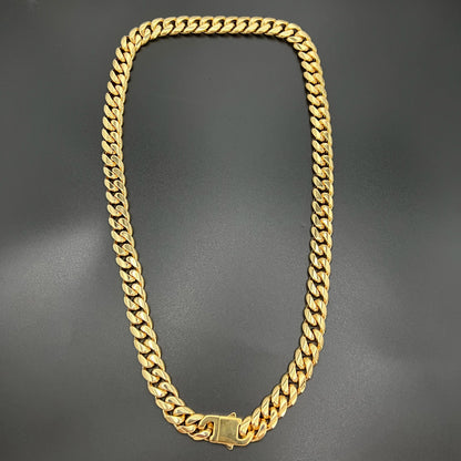 14mm 18K Gold 5-Time Plated Premium Durable Cuban Chain(Push Button)