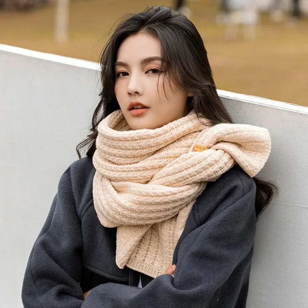 【Buy 1 Get 2】Couple Scarf Thickened Thermal Wool Knitting INS Korean Knit Thick Scarves Women Men Unisex Solid All-Match Scarves