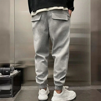 2024 Spring Autumn Men Casual Pants Solid Color Male Loose Drawstring Sweatpants Elastic Waist Gym Training Jogging Trousers