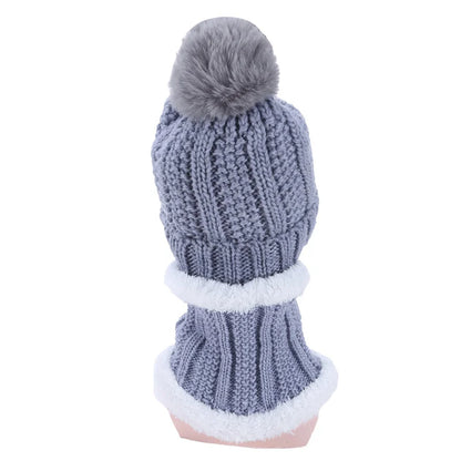 Warm Winter Skullies Beanies Knitted Hat Women Brand High Quality Winter Women Ball Ski Wool Fur Hat Pompoms Hats Knitted Scarf