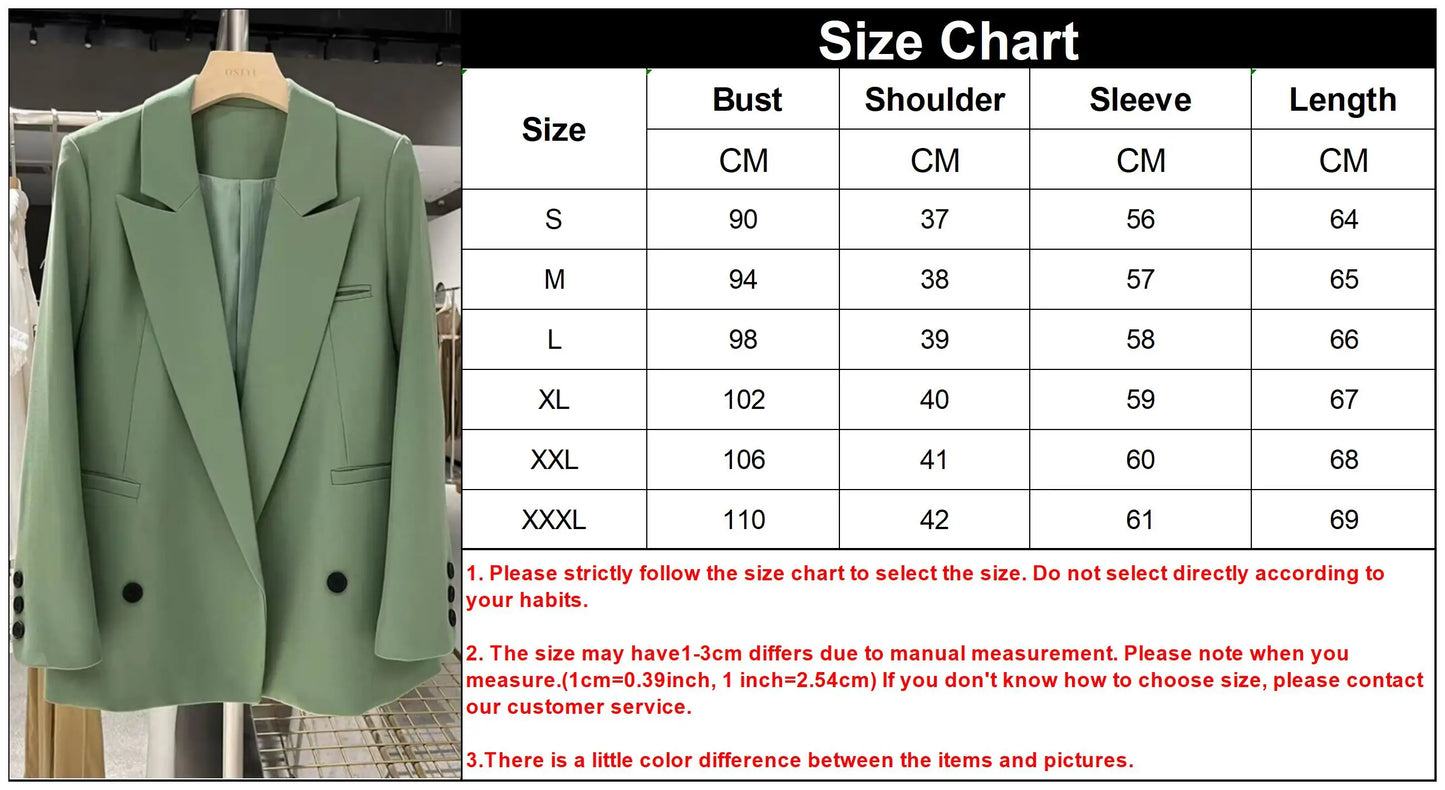 New Oversize Blazer Women Elegant Office Ladies Long Sleeve Tops Double Breasted Blazer Mujer Spring Casual Suit Jackets Femme