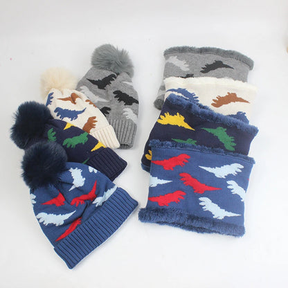 2024 New Kids Winter Beanie Hat Scarf Set Fleece Lined Hat Woolen Scarf Warm Knit Thick Hat For Boys Girls 2-8Y Hat Scarf Set